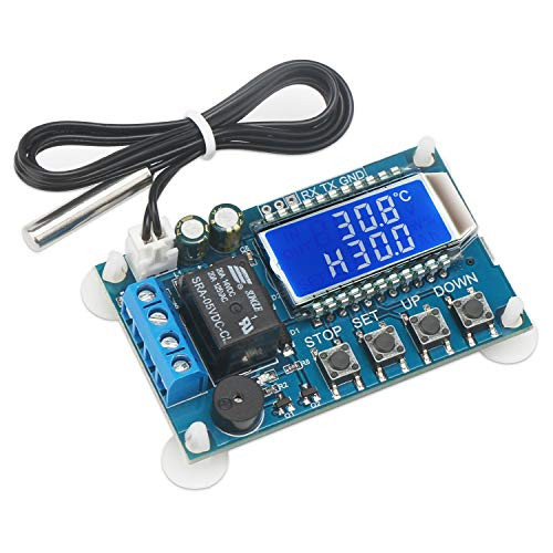 Electronic Thermostat Controller, DROK Digital Temperature Control Board DC 6-30V -50 to +110 Degree Celsius High Accuracy LCD Digital Micro Temp Control Switch Module with Waterproof Sensor Probe