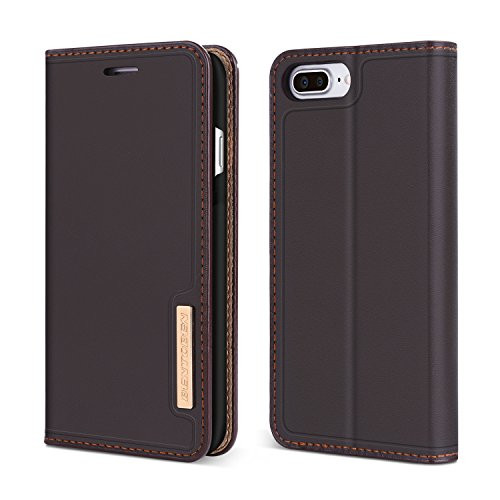 iPhone 8 Plus Case, iPhone 7 Plus Wallet Case, BENTOBEN Genuine Leather iPhone 8 Plus Wallet Folio Flip Cover Magnetic Stand Function with Card Slots for Apple iPhone 8 Plus/iPhone 7 Plus, Brown