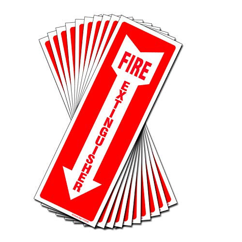 Set of 10 Fire Extinguisher Sign 4 x 12 Inch 5 Mil Vinyl Laminated for Ultimate Protection Durability Self Adhesive Decal UV Protected Weatherproof