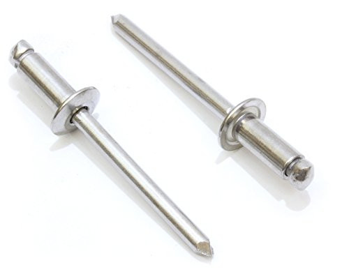 Rivets, Stainless Steel 1/8" x 3/8" Inch (100 Pack), Gap (0.31-0.37)", Blind Rivets by Bolt Dropper, (4-6)