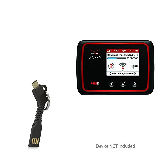 BoxWave Verizon Jetpack MIFI 6620L Cable, [Micro USB Keychain Charger] Key Ring Micro USB Cable for Verizon Jetpack MIFI 6620L - Jet Black
