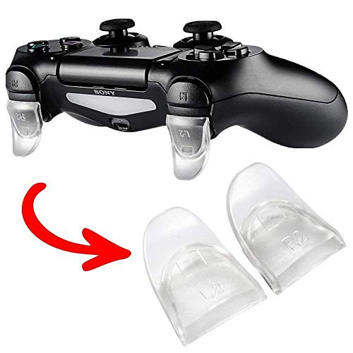 eXtremeRate 2 Pairs L2 R2 Buttons Trigger Extenders for Dualshock 4 PS4 JDM-030 Controller - Transparent