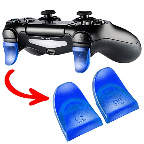 eXtremeRate 2 Pairs Clear Blue L2 R2 Buttons Trigger Extenders for Playstation 4 PS4 JDM-030 Controller