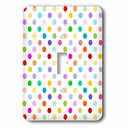 3dRose lsp_56681_1"Rainbow Multicolored Polka Dots On White - Colorful Cute And Girly Pattern" Single Toggle Switch