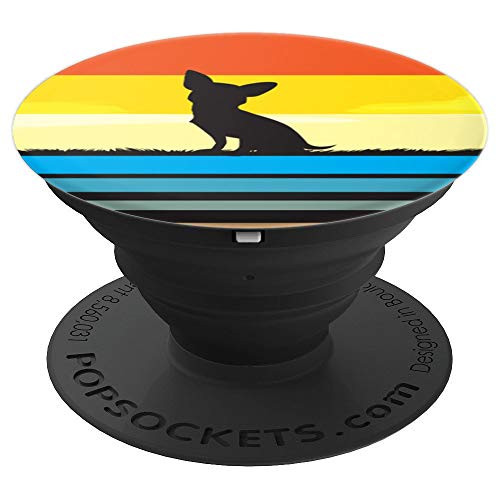Chihuahua Dog Breed Silhouette Retro Vintage 70s Toy Dogs PopSockets Grip and Stand for Phones and Tablets