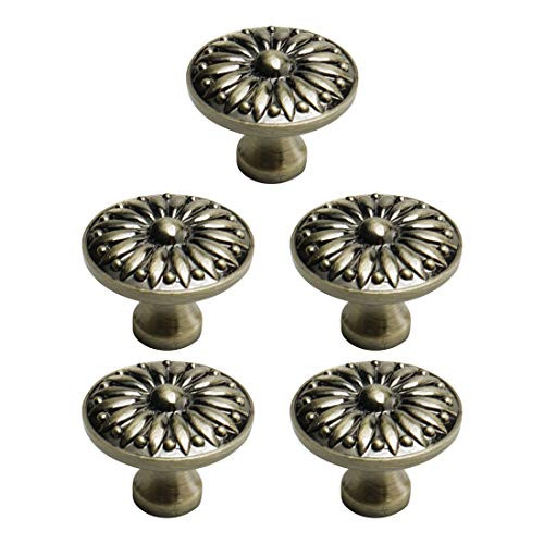 uxcell 5pcs Drawer Knobs Zinc Alloy 36mm Metal Round Knobs Pull Handle for Furniture Cabinet Cupboard Wardrobe Dresser Bronze Tone