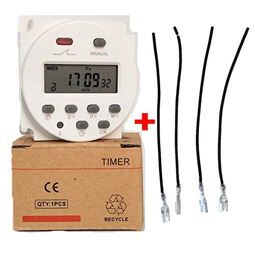 Seven Day Heavy Duty LCD Digital Programmable Timer CN101A DC/AC 12V 16A Solar Battery Powered Support 17-times Daily Weekly Program (Indoor)