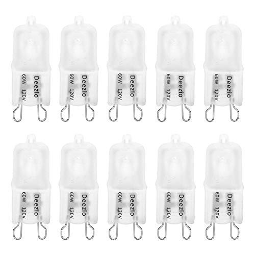 Deezio G9 Light Bulbs 60 Watt JCD Base Bi-pin 2700k Halogen Light Bulb for Accent Landscape Light, Frosted Lense(10Pack)