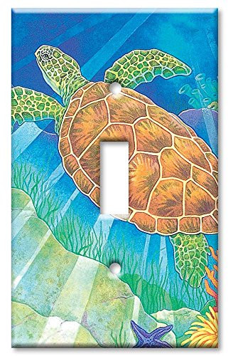Art Plates - Single Gang Toggle OVERSIZE Switch Plate/OVER SIZE Wall Plate - Sea Turtle