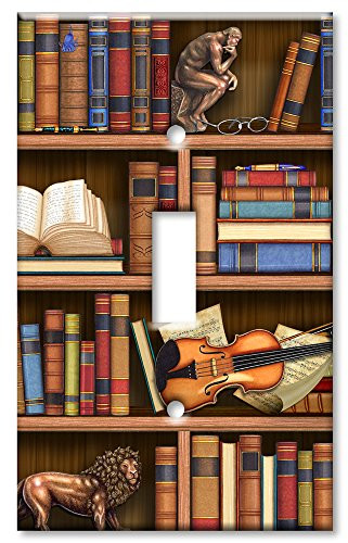 Art Plates - Single Gang Toggle OVERSIZE Switch Plate/OVER SIZE Wall Plate - Books In Library