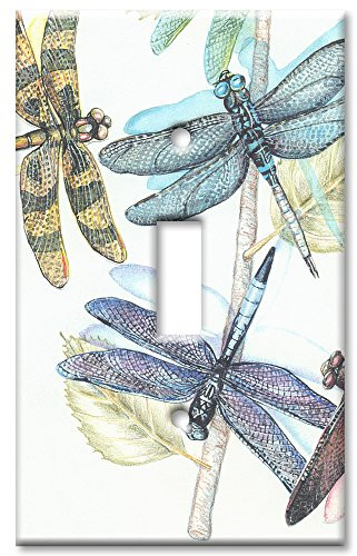 Art Plates - Single Gang Toggle OVERSIZE Switch Plate/OVER SIZE Wall Plate - Dragonflies