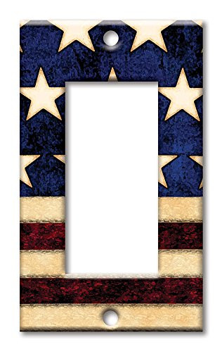 Art Plates - Single Gang Rocker OVERSIZE Switch/OVER SIZE Wall Plate - Old Flag
