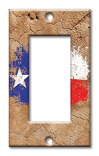 Art Plates - Single Gang Rocker OVERSIZE Switch/OVER SIZE Wall Plate - Vintage Texas Flag
