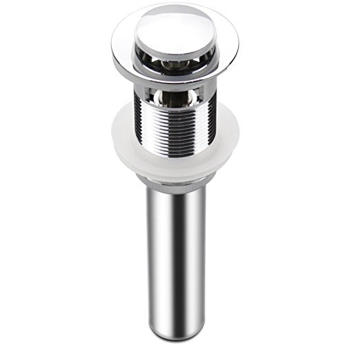 Polished Chrome Pop Up Sink Drain with Overflow, Bathroom Faucet Vessel Vanity Sink Drain Stopper