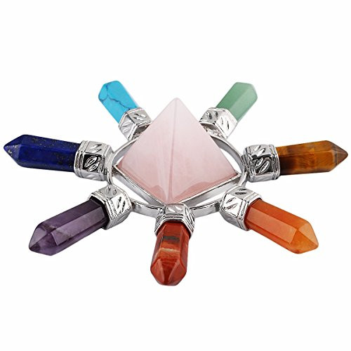 rockcloud Pyramid & 7 Chakra Points Energy Generator,Reiki Healing Crystal Stone,Rose Quartz rockcloud Pyramid & 7 Chakra Points Energy Generator,Reiki Healing Crystal Stone,Rose Quartz