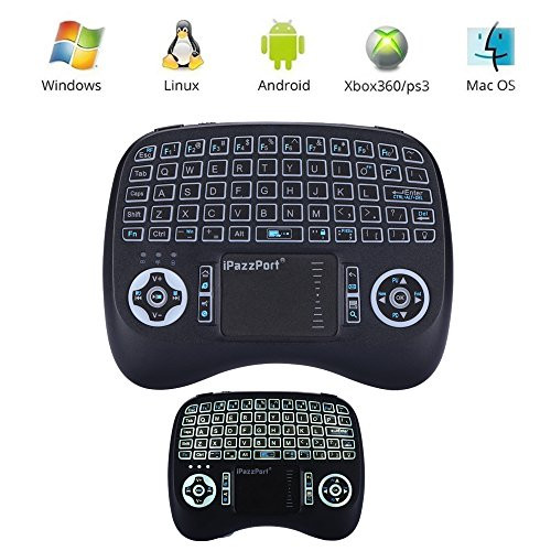 Leelbox 2.4Ghz Mini Keyboard, Wireless Mouse Touchpad Rechargeable Combos for PC Pad Android TV Box, LED Backlit Upgrade Version