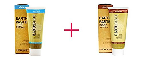 Redmond Earthpaste Natural Non-Flouride Toothpaste, 2 Pack (Peppermint, Cinnamon)