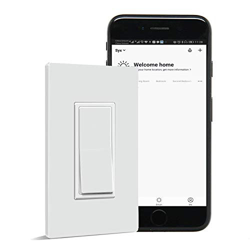 Kelodo Smart Switch, WiFi Light Switch with Remote Control and Timer, Compatible with Alexa, Google home and IFTTT, No Hub required, Neutral Wired Required, Single Pole