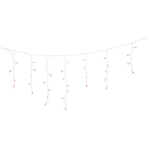 Vickerman 70 Light Red M5 LED Icicle Light Set on White Wire