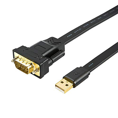 USB to RS232 Flat Cable (FTDI Chipset), CableCreation 10ft USB 2.0 to DB9 Male Serial Converter Compatible Windows 7,8,10, Vista, XP, Linux and Mac OS System, 3M Black