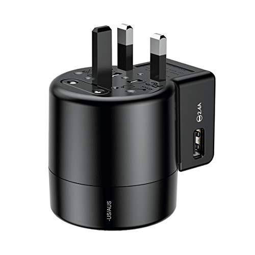 Universal Travel Adapter,Baseus International Worldwide All in One Travel Adapter Wall Charger AC Power Plug Adapter with Dual USB Charging Ports for USA EU UK AUS European 200+Countries (Black) Universal Travel Adapter,Baseus International Worldwide All in One Travel Adapter Wall Charger AC Power Plug Adapter with Dual USB Charging Ports for USA EU UK AUS European 200+Countries (Black)