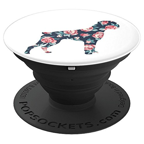 Boxer Floral Roses Pattern Graphic Dog Love - PopSockets Grip and Stand for Phones and Tablets