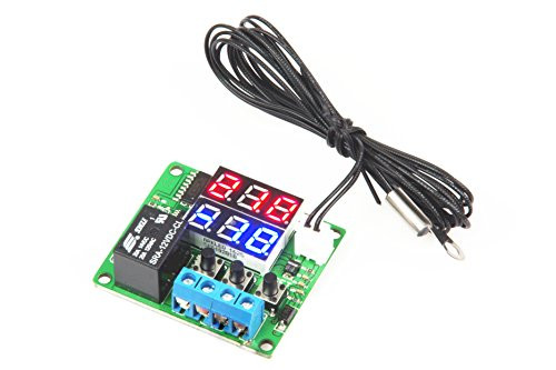 LM YN Digital Thermostat Module DC 12V -10? to +210? Electronic Temperature Control Module Switch Waterproof Sensor Probe Dual LED Display Red+Blue