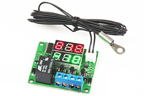LM YN Digital Thermostat Module DC 12V -10? to +210? Electronic Temperature Control Module Switch Waterproof Sensor Probe Dual LED Display Red+Green