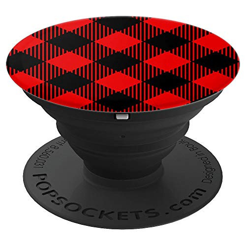 Red And Black Buffalo Plaid Lumberjack Flannel Pattern - PopSockets Grip and Stand for Phones and Tablets