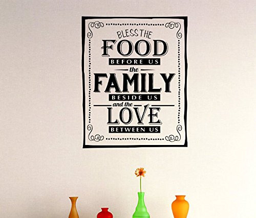 Design with Vinyl Zzz 1091 1 Decor Item Bless The Food Before Us The Family Besides Us and The Love Between Us Quote Wall Sticker Decal, 12-Inch x 12-Inch, Black
