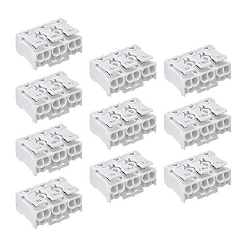 uxcell Spring Connectors, Quick Wire Connector Terminal Barrier Block 3 Positions 10pcs