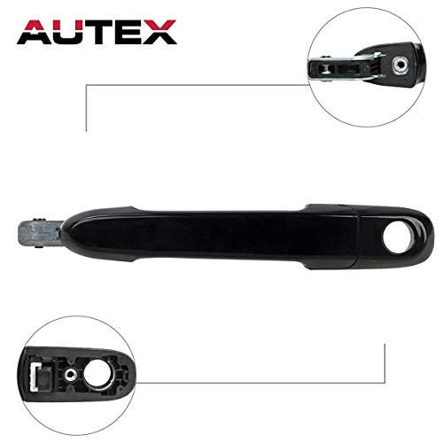 AUTEX 80700 Black Exterior Front Left Door Handle Driver Side LH Compatible with Hyundai Accent 2006 2007 2008 2009 2010 2011 door handle 82650-1E050