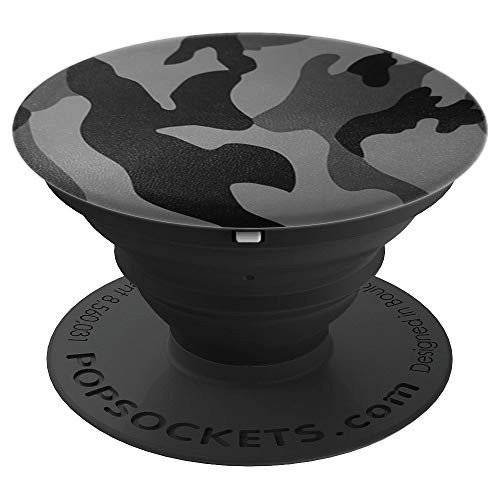 Black Grey Camo Camouflage - PopSockets Grip and Stand for Phones and Tablets