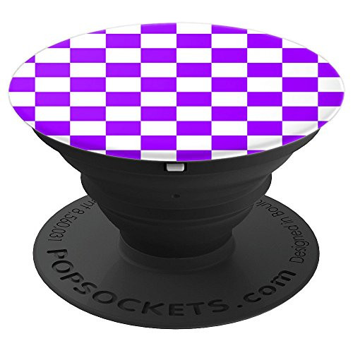 Checkerboard Purple and White | Check Pattern / Checkered - PopSockets Grip and Stand for Phones and Tablets