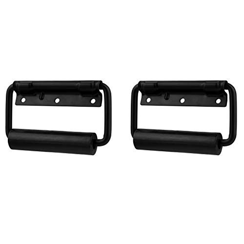 TCH Hardware 2 Pack Spring Loaded Black Steel Surface Mount Handle with Padded Grip - Case Chest Cabinet Box