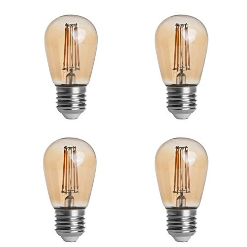HERO-LED S14-DSGT-4W-WW22 Dimmable Gold Tint S14 E26/E27 4W Edison Style LED Vintage Antique Filament Bulb, 40W Equivalent, Ultra Warm White 2200K (Amber Glow), 4-Pack