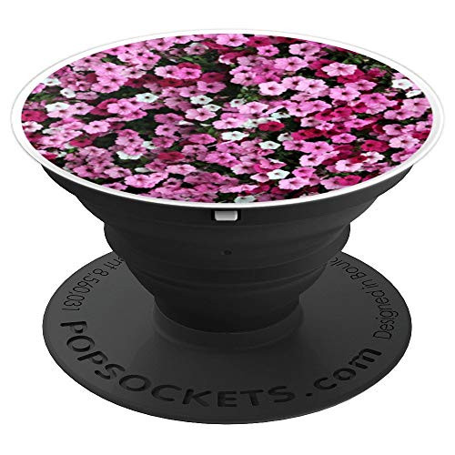 Pink White Flower Bed Spring Floral Pretty Garden Photo - PopSockets Grip and Stand for Phones and Tablets
