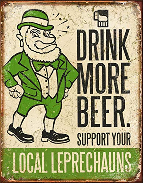 Desperate Enterprises Drink More Beer Tin Sign, 12.5" W x 16" H Desperate Enterprises Drink More Beer Tin Sign, 12.5" W x 16" H