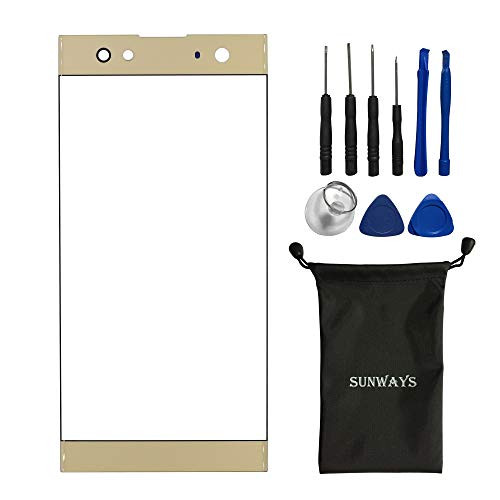 sunways Replacement Screen Front Glass Compatible with Sony Xperia XA2 Ultra H3213 H3223 H4213 H4233(Golden)
