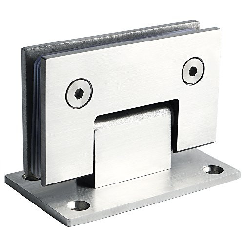 Alise Heavy Duty 90 Degree Glass Door Cupboard Showcase Cabinet Clamp Glass Shower Doors Hinge Replacement Part Wall-to-Glass,Stainless Steel Brushed Nickel