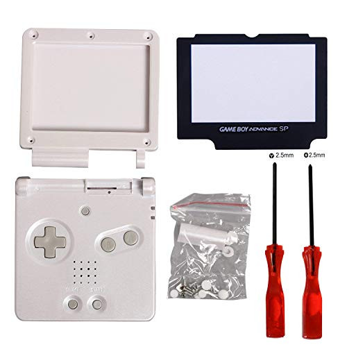 Timorn Full Parts Housing Shell Pack Replacement for Nintendo GBA SP Gameboy Advance SP (White Pack)