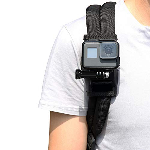 Backpack Shoulder Strap Mount Camera Holder with 360 Rotation J Hook + 1/4 Screws for GoPro Hero2018/HERO 7 6 5 4 3+ Black/Session/Fussion, Campark, Akaso, YI 4k, DJI OSMO Pocket/Action