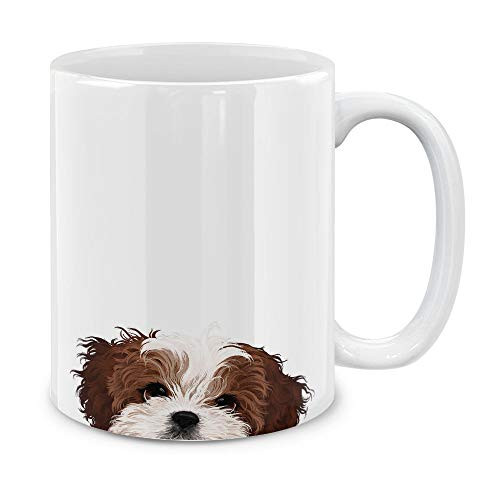 MUGBREW Brown White Shih Tzu Ceramic Coffee Gift Mug Tea Cup, 11 OZ MUGBREW Brown White Shih Tzu Ceramic Coffee Gift Mug Tea Cup, 11 OZ