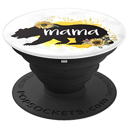 Mama Bear Sunflower Black White Floral flower design - PopSockets Grip and Stand for Phones and Tablets Mama Bear Sunflower Black White Floral flower design - PopSockets Grip and Stand for Phones and Tablets