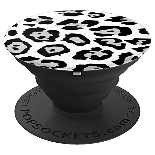 Black And White Leopard - Cheetah Print - PopSockets Grip and Stand for Phones and Tablets