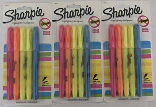 Sharpie Accent Pocket Style Highlighters, Chisel Tip, Assorted, 5/Pack (pack of 3) Total 15 highlighters