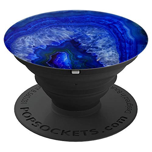 Geode Gemstone Agate Stone Blue - PopSockets Grip and Stand for Phones and Tablets