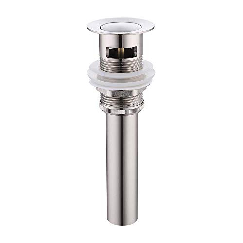 KES Vessel Sink Drain Stopper Bathroom Pop Up Drain with Overflow Brass Brushed Nickel, S2007A-BN