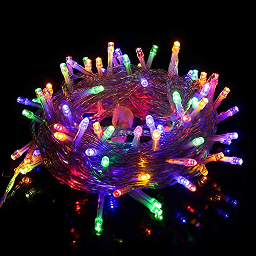 Twinkle Star 33 FT 100 LED String Lights Multicolor, Plug in String Lights 8 Modes Waterproof Indoor Outdoor Christmas Tree Wedding Party Bedroom Wall Decoration, Extendable to 1000 LED