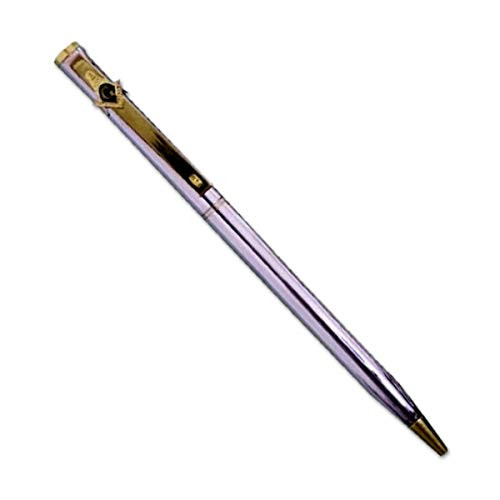 Square & Compass Silver Masonic Ball Point Pen with Emblem on Clip